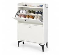 Relaxdays, Zapatero abatible 2 Compartimentos, AlxAnxF:100x24x80cm | Estantería con protección antivuelco, para el pasillo, zapatero, blanco