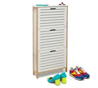 Relaxdays Zapatero (Alto x Ancho x Fondo): 108,5 x 53 x 19 cm, Estrecho para recibidor y Pasillo, Blanco/Natural