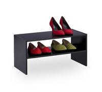 Relaxdays Zapatero Apilable, 4 Pares de Zapatos, 29,5 x 60 x 29,5 cm, Compacto, 2 Niveles, Mueble Calzado Pasillo, Negro