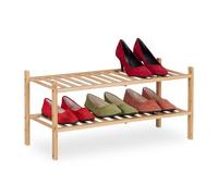 Relaxdays Zapatero apilable de bambú con 2 niveles marrón claro