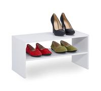 Relaxdays Zapatero Apilable para 4 Pares de Zapatos, 29,5x60x29,5 cm, Compacto, 2 Baldas, Mueble Calzado Pasillo, Blanco
