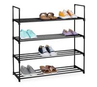 Relaxdays Zapatero apilable, Varios tamaños, Estructura metálica, repisas de plástico, Estrecho, Negro