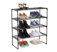 Relaxdays Zapatero apilable, Varios tamaños, Estructura metálica, repisas de plástico, Estrecho, Negro