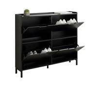 Relaxdays Zapatero basculante, 4 Compartimentos, 16 Zapatos, HBT: 90 x 100 x 19 cm, Negro