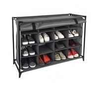 Relaxdays Zapatero camping con 16 compartimentos negro,gris