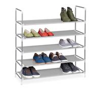Relaxdays - Zapatero Compuesto de estructuras de Acero, Tela y Conectores de plástico con Medidas 90.5 x 87 x 29.5 cm 5 Pisos hasta 25 Pares de Zapatos, Color Gris