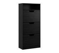 Relaxdays Zapatero con Estante, 140 x 60 x 24 cm, 14 Pares, 3 abatibles, recibidor, Efecto Madera, Gris