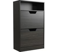 Relaxdays, zapatero con estante, dimensiones 102x60x24 cm, capacidad para 8 pares de zapatos, 2 puertas, ideal para pasillos, diseño estrecho, aspecto de madera, color gris
