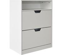 Relaxdays, zapatero con estante, dimensiones: 102x80x24 cm, capacidad para 12 pares de zapatos, 2 puertas, ideal para pasillos, diseño estrecho, moderno, color blanco