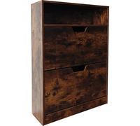 Relaxdays, zapatero con estante, dimensiones: 102x80x24 cm, capacidad para 12 pares de zapatos, 2 puertas, ideal para pasillos, diseño estrecho, moderno, color marrón