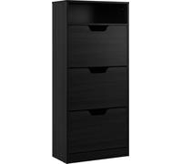 Relaxdays, zapatero con estante, dimensiones 140x60x24 cm, capacidad para 14 pares de zapatos, 3 puertas, ideal para pasillos, diseño estrecho, aspecto de madera, color gris