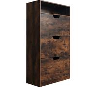 Relaxdays, zapatero con estante, dimensiones: 140x80x24 cm, capacidad para 18 pares de zapatos, 3 puertas, ideal para pasillos, diseño estrecho, moderno, color marrón