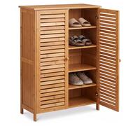 Relaxdays Armario para Zapatos, bambú, 5 Compartimentos, 15 Pares, Natural | (Al x An x Fon) 87,5 x 66 x 33 cm, mueble de baño, mueble auxiliar