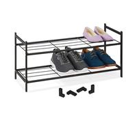 Relaxdays Zapatero de metal apilable 2 estantes negro
