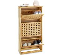 Relaxdays, zapatero de nogal, zapatero HBT: aproximadamente 104,3 x 55 x 20,2 cm, moderno mueble para zapatos ideal para pasillos y recibidores, color natural