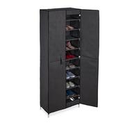 Relaxdays Zapatero de tela 30 pares de zapatos antracita,negro