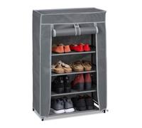 Relaxdays Zapatero de tela 5 niveles gris