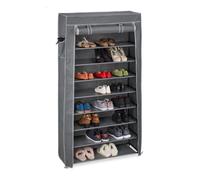 Relaxdays Zapatero de tela 9 niveles gris