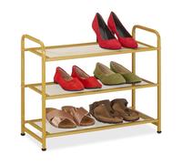 Relaxdays Zapatero dorado de metal oro