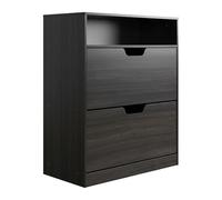 Relaxdays Zapatero Estante, 102 x 80 x 24 cm, 12 Pares, 2 abatibles, recibidor, Estrecho, Efecto Madera, Gris