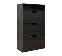 Relaxdays Zapatero Estante, 140 x 80 x 24 cm, 18 Pares, 3 Puertas abatibles, Estrecho, Efecto Madera Gris