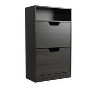 Relaxdays Zapatero Estrecho con Estante abatible, 8 Pares, Efecto Madera Gris, 102x60x24 cm