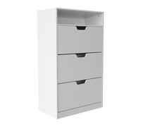 Relaxdays Zapatero Estrecho con Estante y 3 Puertas, Moderno, 140x80x24 cm, Blanco