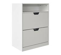 Relaxdays Zapatero Estrecho con estantes y Puertas abatibles, 102x80x24 cm, para 12 Pares, Blanco