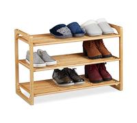 Relaxdays Zapatero bambú extensible 3 niveles marrón claro