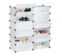 Relaxdays Zapatero grande con 12 compartimentos negro,plata,transparente