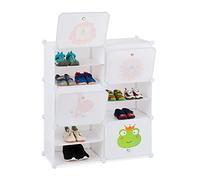 Relaxdays Zapatero infantil blanco con animales blanco