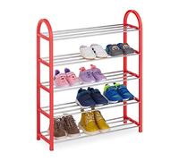 Relaxdays Estante zapatero infantil rojo,plata