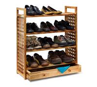 Relaxdays Zapatero madera nogal con cajón marrón claro