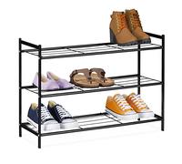 Relaxdays Zapatero Metal, 3 Baldas, Organización Zapatos para 9 Pares, 50 x 70 x 26 cm, Soporte Calzado, Negro