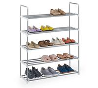 Relaxdays Zapatero Metal, Estantería para Zapatos, Estante, Baldas, Metálico, Shoe Rack, 1 Ud., 114,5x90x31, Plateado