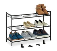 Relaxdays Zapatero metal extensible 3 niveles negro