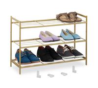 Relaxdays Zapatero metal extensible 3 niveles oro