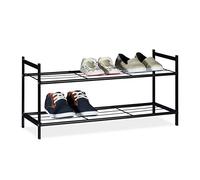 Relaxdays Zapatero Metálico Sandra, 2 Estantes, Organizador Zapatos, 6 Pares, Acero, 33,5 x 69,5 x 26 cm, Negro