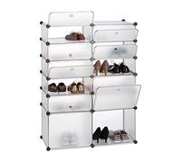Relaxdays Zapatero Modular con 12 Compartimentos, Plástico, Transparente, 125 x 94 x 37 cm
