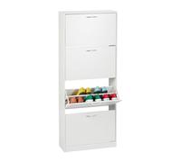 Relaxdays Zapatero, Mueble 24 Pares de Zapatos Ultrafino, 4 Compartimentos Basculantes, 152 x 60 x 24 cm, Blanco