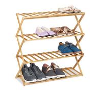Relaxdays Zapatero plegable bambú 4 niveles marrón claro