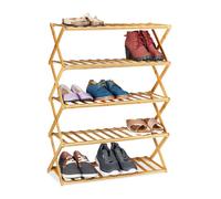 Relaxdays Zapatero plegable bambú 5 niveles marrón claro
