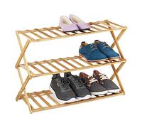 Relaxdays Zapatero Plegable Madera, Mueble Zapatos, 3 Niveles, 9 Pares, Interior o Exterior, 46 x 67 x 26 cm, Natural