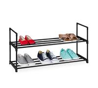 Relaxdays Zapatero Sistema de Encaje, 2 Niveles, para 8 Pares de Zapatos, 45 x 90,5 x 30,5 cm, Estantería Metal, Negro