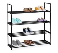 Relaxdays Zapatero Sistema de Encaje, 4 Niveles, para 16 Pares de Zapatos, 91,5 x 90,5 x 30,5 cm, Estante Metal, Negro