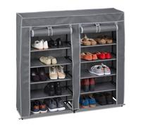 Relaxdays Zapatero tela 12 compartimentos gris