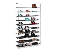 Relaxdays Zapatero tela para 50 pares de zapatos blanco,negro