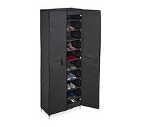 Relaxdays Zapatero de tela 30 pares de zapatos antracita,negro