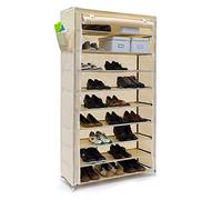 Relaxdays - Zapatero Valentin Hecho de estructuras de Acero y Cubierta de Tela con Medidas 161 x 88 x 30 cm hasta 10 Pisos sin la Funda, hasta 45 Pares de Zapatos Libre de Polvo, Color Beige