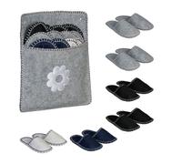 Relaxdays Zapatillas andar por casa Bolsa 6 pares azul oscuro,negro,gris